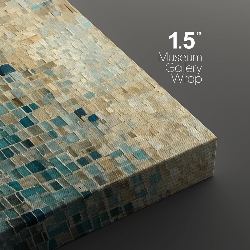 Wall26 Geometric Mosaic Abstract Wall Art Blue and Beige Canvas Prints gallery