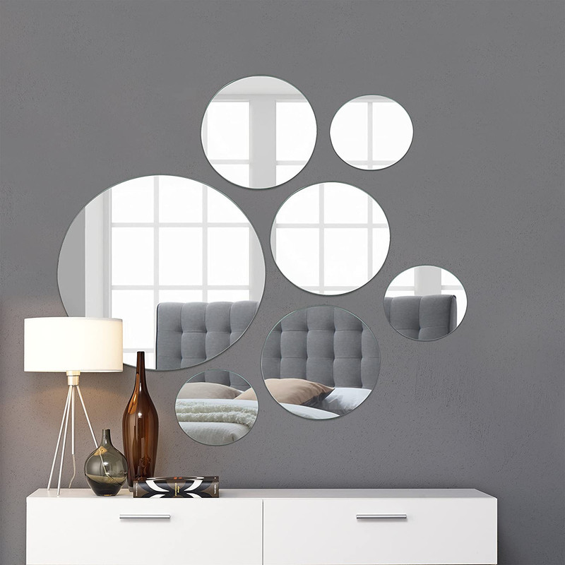Medium Round Mirror Wall Mounted Assorted Sizes (1×10”, 3×7”, 3×4”) – Set of 7 R