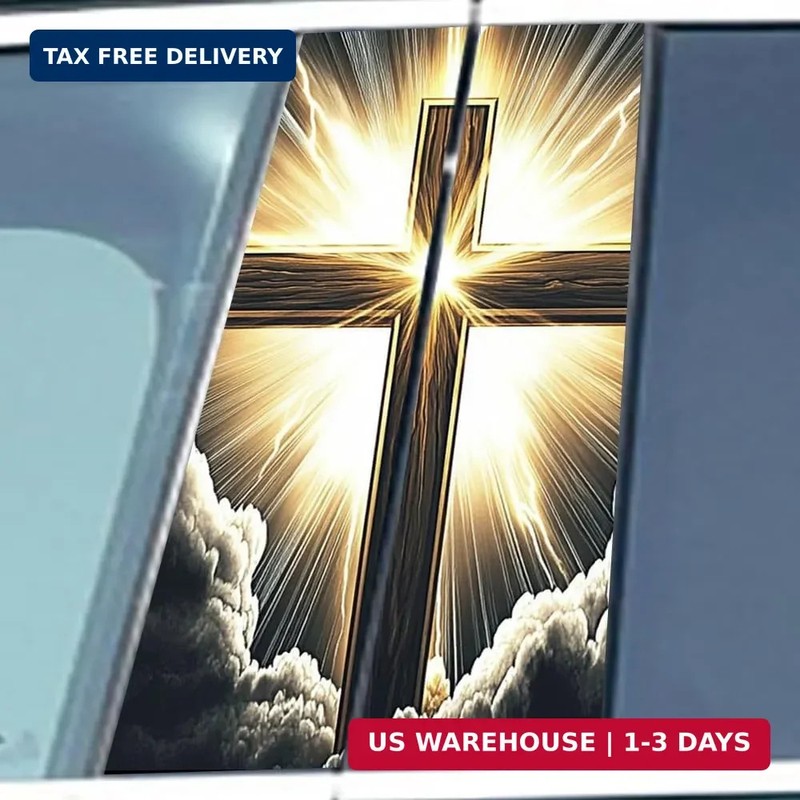 1 Pair Jesus Car B-Pillar Decals, Cross Car Center Pillar Stickers, Waterproof V gallery
