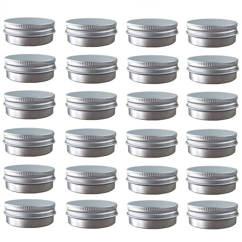 24 Pack (2 Oz/60ml) Screw Top Round Aluminum 2 Oz/60ml (Pack of 24), Silver