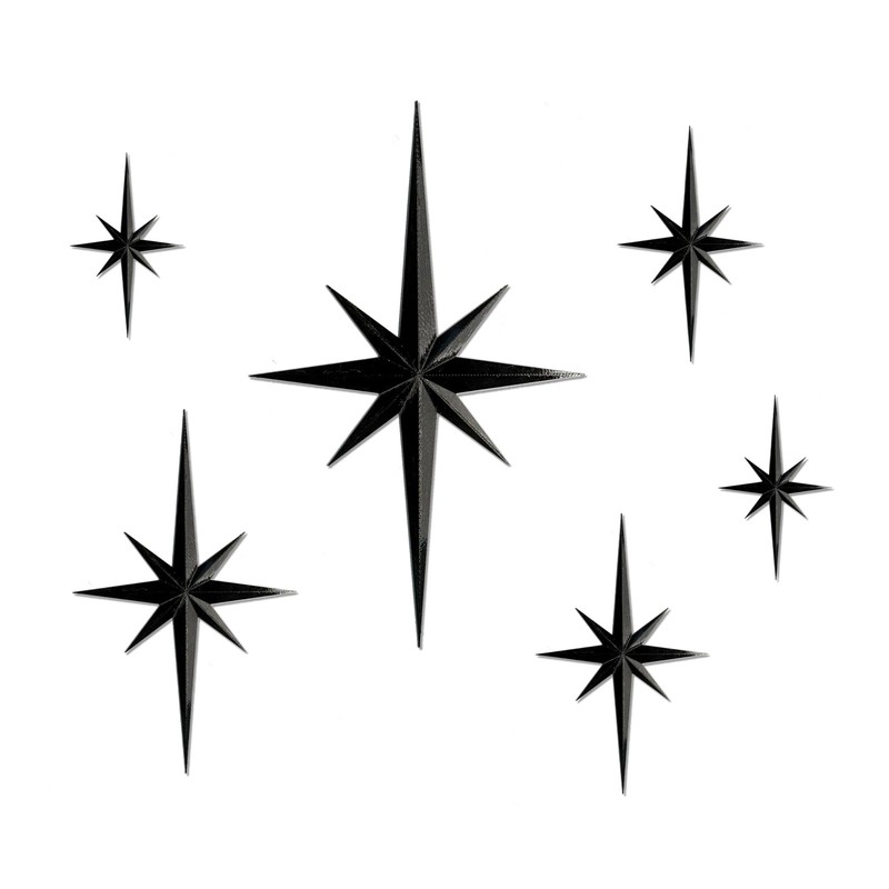 Mid Century Modern Decor, Mcm Retro 3D Star Art Wall Sculpture, Plastic Starb…