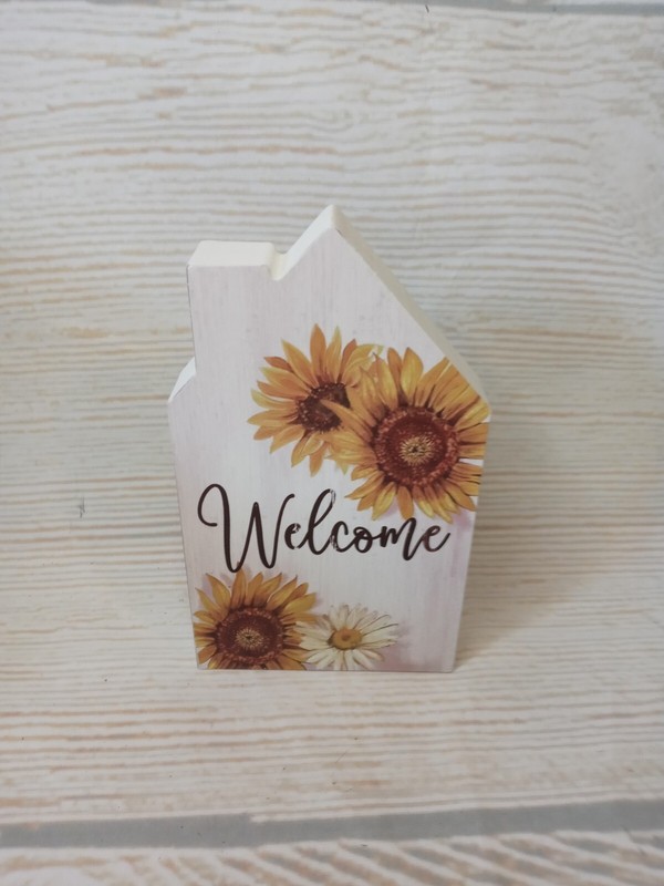 New “Welcome” Sunflower Fall Wood Block Sign Summer Farmhouse Tray Spring Floral