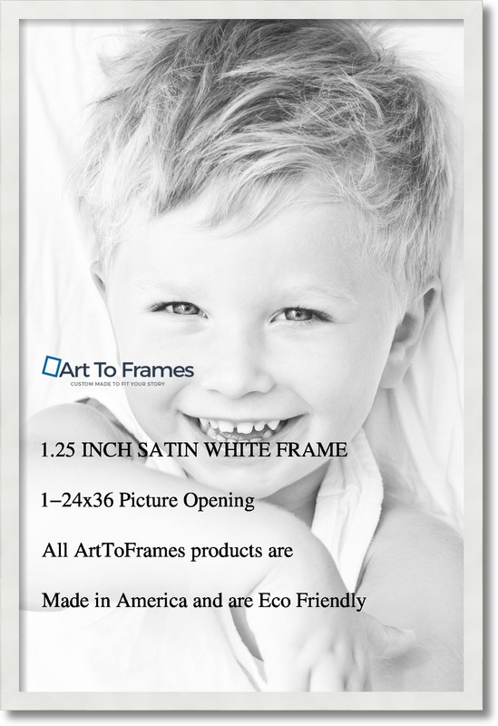 ArtToFrames 1.25" Custom Poster Frame Satin White 3966 Large gallery