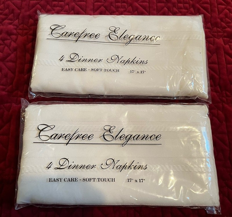 Carefree Elegance Dinner Napkins Soft Touch Easy Care 17″ x 17″ 8 Ivory Napkins