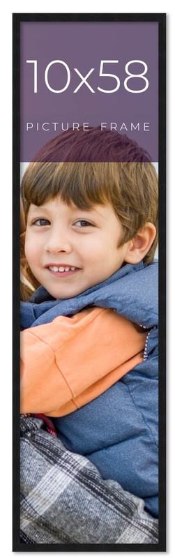 10×58 Frame Black Real Wood Picture Frame Width 0.75 inches | Interior Frame Dep