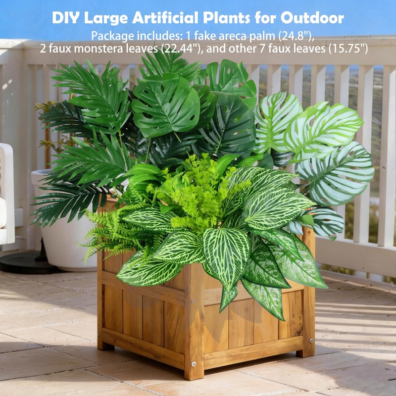Large Artificial Greenery Plants Outdoor UV Resistant - 10 Bundles 24.8" Tall... gallery