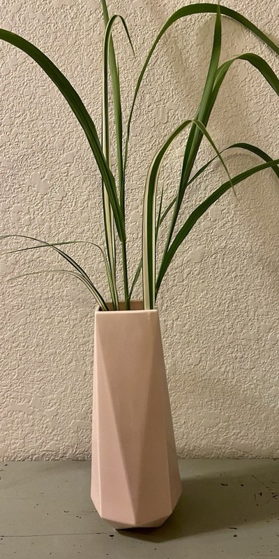 WEST ELM Faceted Ceramic Vase Tall Rectangular Pale Pink/mauve 12” in Height gallery