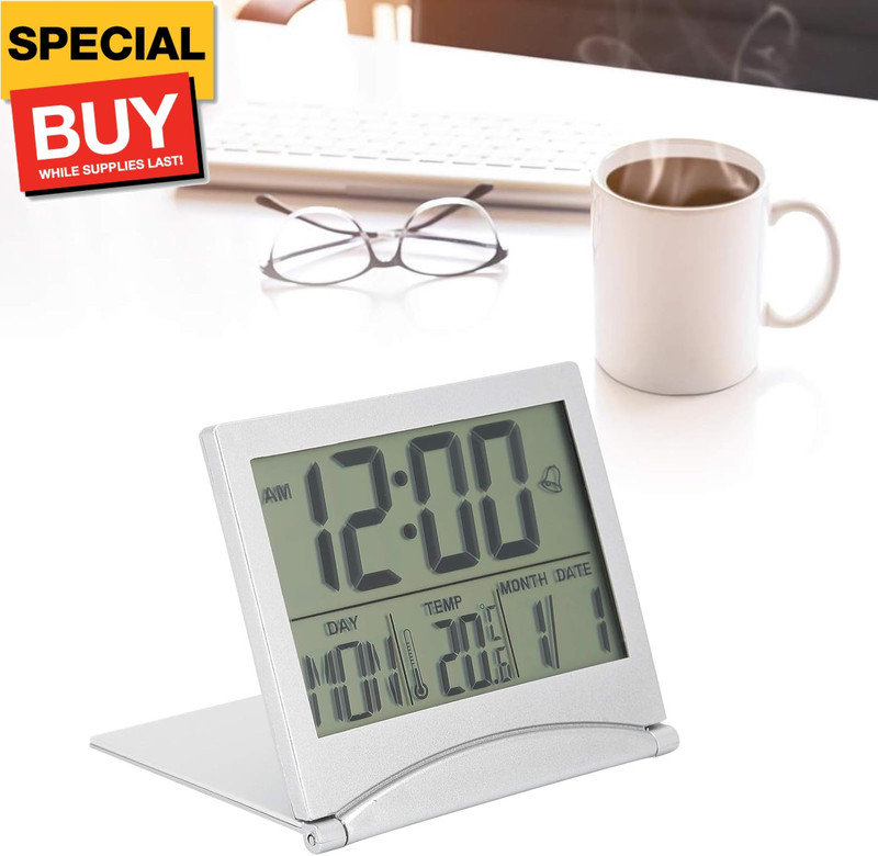Electronic Compact Alarm Foldable Calendar Easy to Read Atomic Desktop Clock Aut gallery