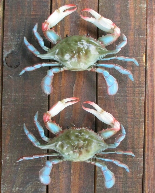 Blue Crab Maryland Hand Painted 6″ Replica Wall Sculpture Beach Decor set 2
