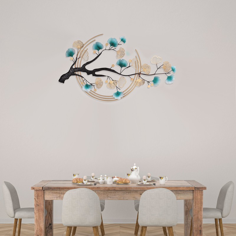 Tree Leaf Metal Wall Art, Modern Luxury Metal Wall Nature Art Decor 3D Ginkgo