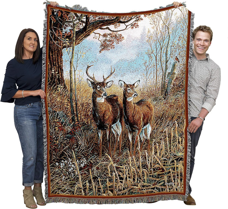 Country Treasures Woven Blanket – Deer Lodge Tapestry Throw, USA Made 72×54