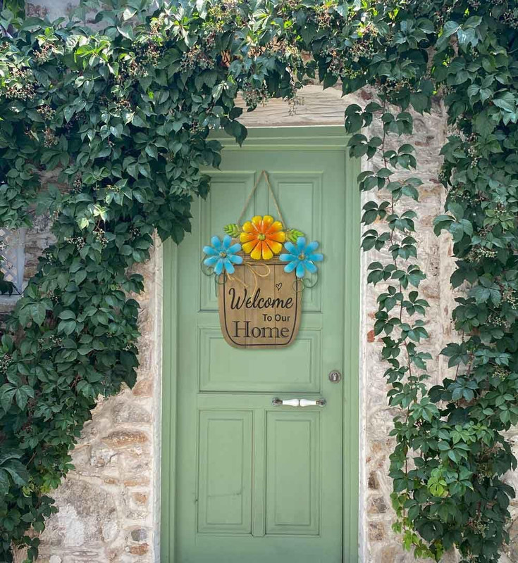 Hanging Welcome Sign for Front Door Sign Welcome to Our Home Front Door Wooden H gallery