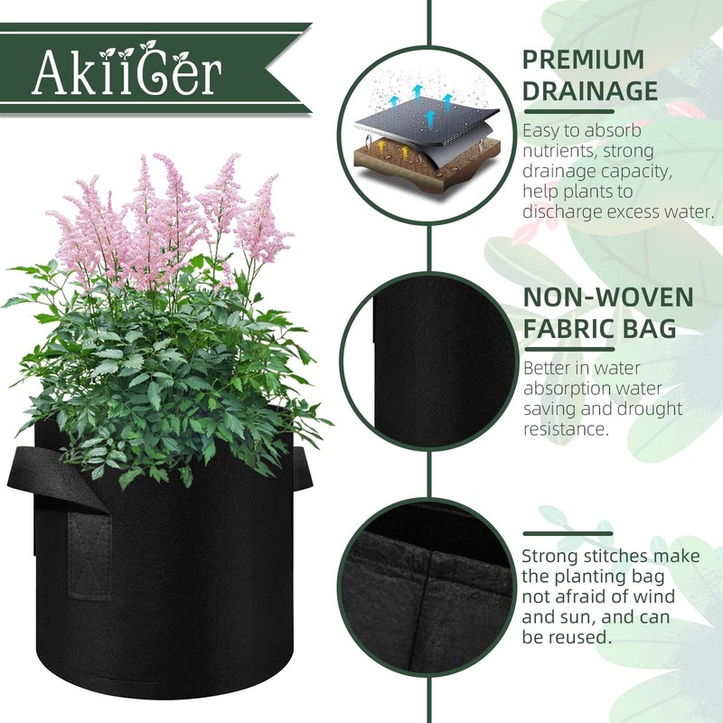 10 Gallon Grow Bags 30 Pack, Heavy Duty Thickened Nonwoven Fabric Pots with H... gallery