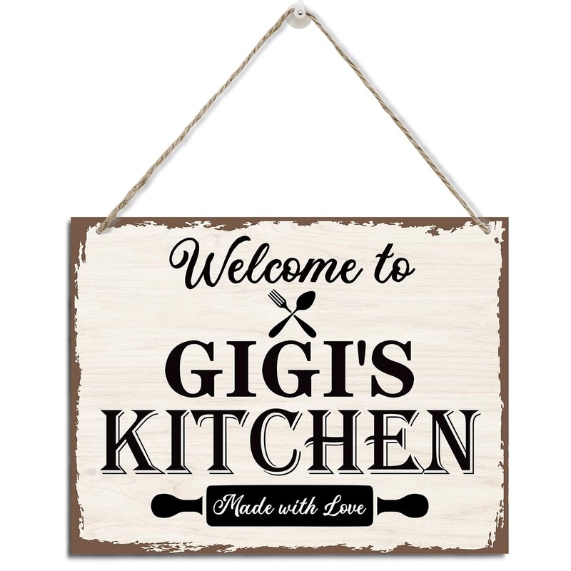 XQLSR Gigi’s Kitchen Sign, Love Gift for Gigi, Rustic Hanging Wood Color 04
