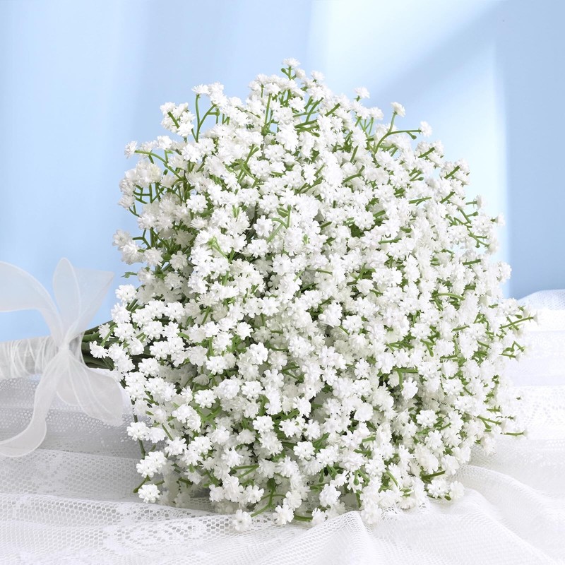 Elyum Babys Breath Artificial Flowers, 60 Pcs Long Stem Baby Breath Flowers A...