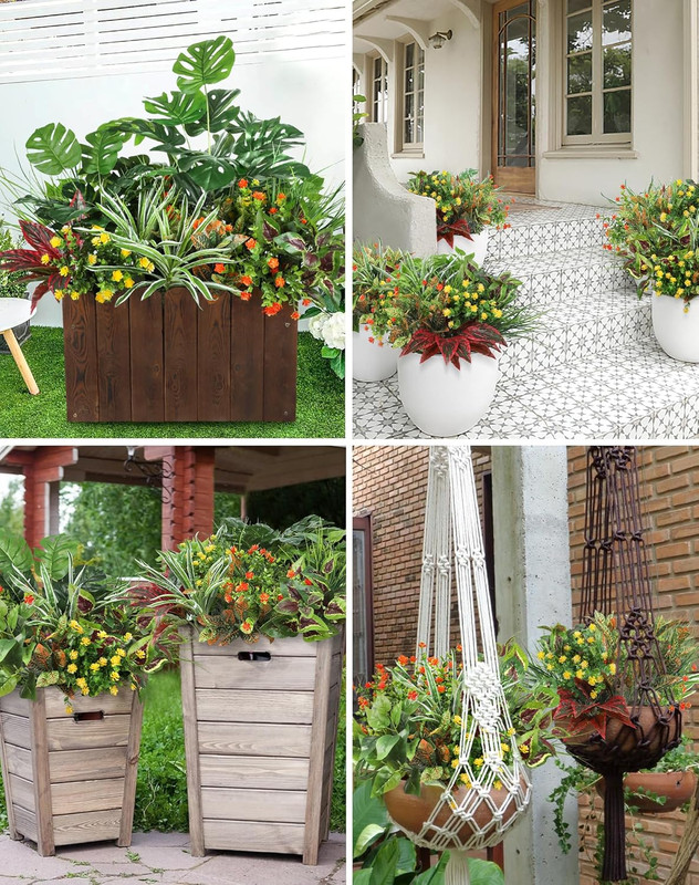 18 Pcs Artificial Plants Outdoor, Fake Boxwood Plants UV Resistant Artificial Fl gallery