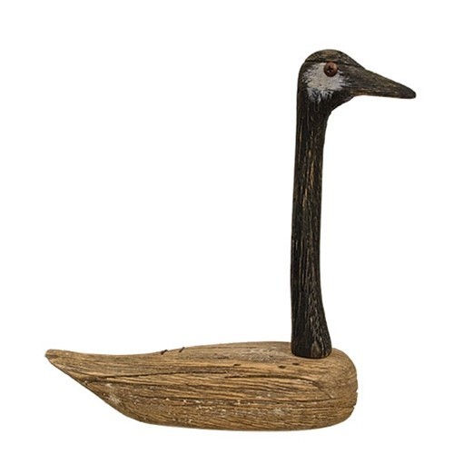 New Primitive RUSTIC WOOD GOOSE FIGURE Statue Black Tan 10″