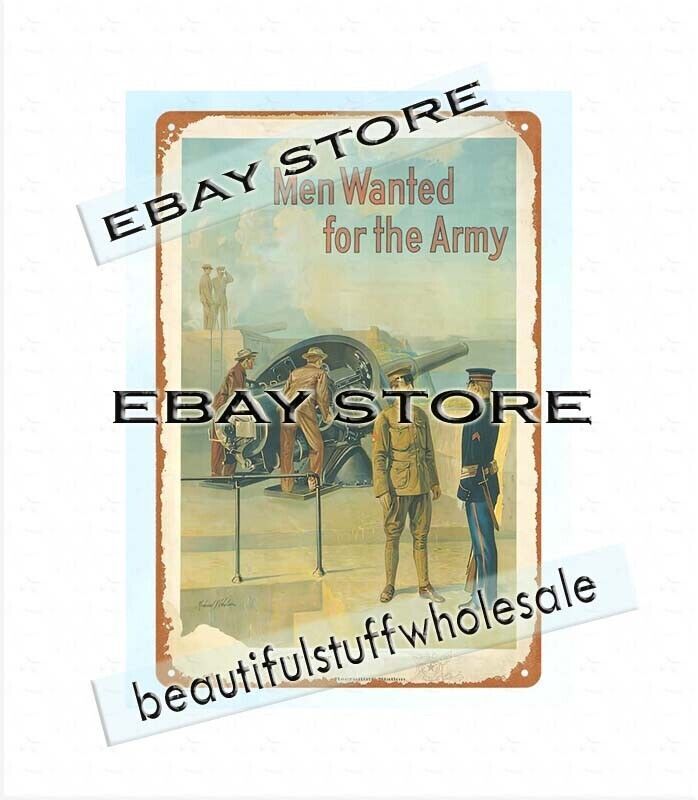 1914 MEN WANTED FOR ARMY WW1 military Recruitment metal tin sign buy art posters