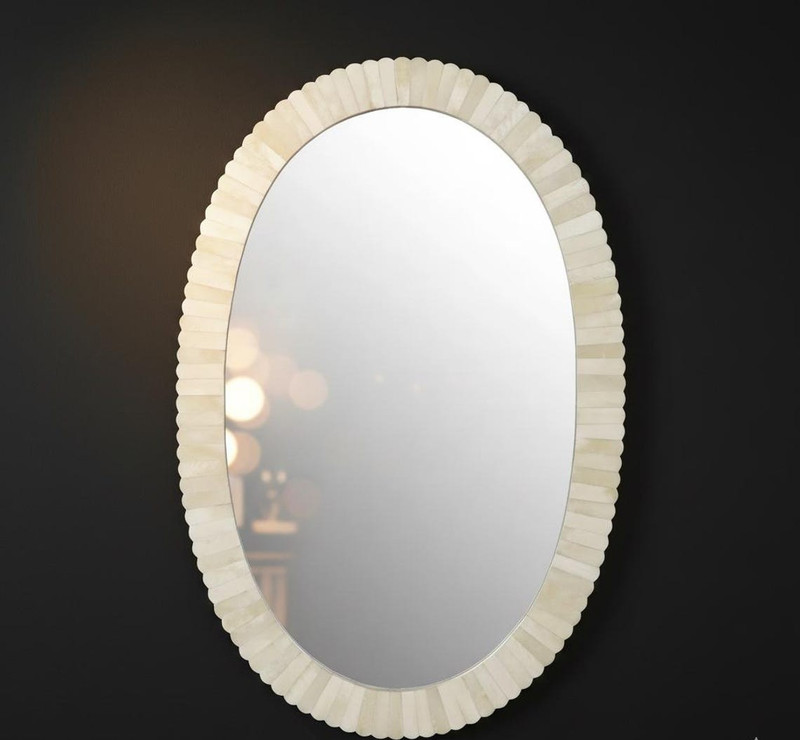 Oval Bone Inlay Mirror | Handcrafted Wall Mirror | Bohemian Home Décor gallery