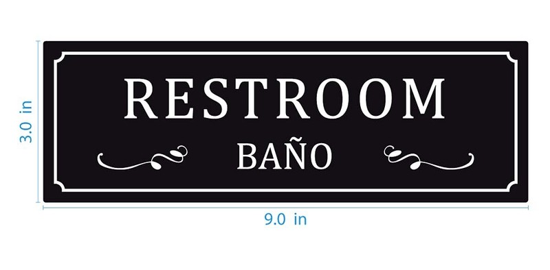 TRUSTY 2 Restroom Signs with Spanish for Painted DOORS & 3x9 inches, Black gallery