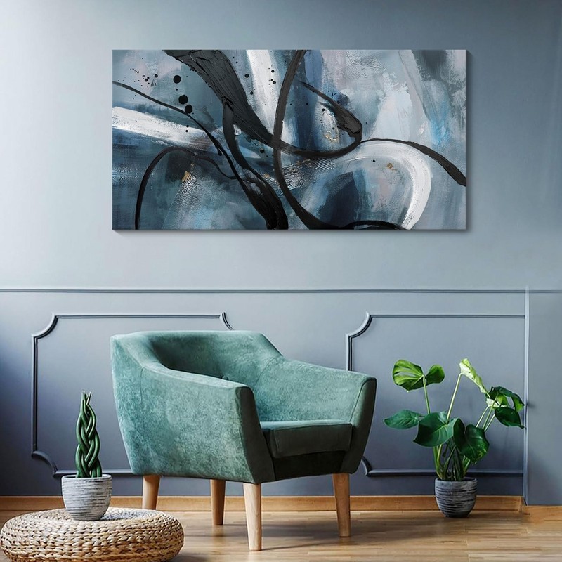 Abstract Canvas Wall Art Black And White Graffiti Lines Simple Art Modern Abs... gallery
