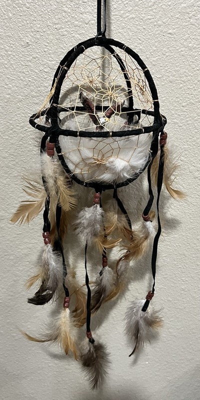 Traditional Western Dreamcatcher Round Ball With Eagle Figurine Hand Crafted