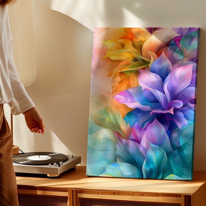 Wall Art Abstract Floral Canvas Print Colorful Petals Modern Home Decor 30x60 gallery