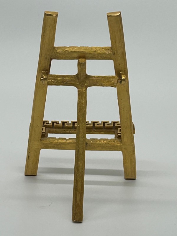 Miniature Ormolu Brass Greek Key Decor Easel Antique Decorative Display Stand 6" gallery