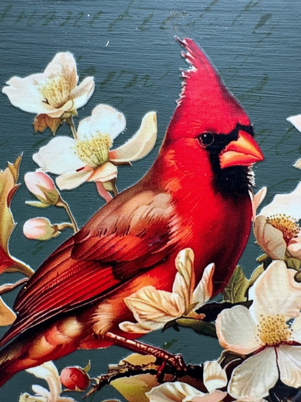 Handcrafted Cardinal Wall Hanging Bird Decor Briar Patch Green Ready to Hang 5.5 gallery