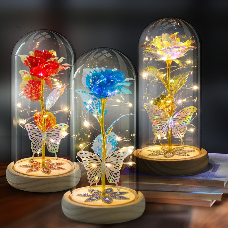 Eternal Galaxy Rose In Glass Dome LED Light Forever Gift Flower Valentine's Day gallery