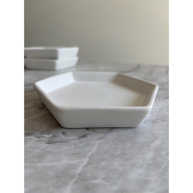 Unbranded Hexagon Decorative Tray White Good Earthenware Unique decoration gallery