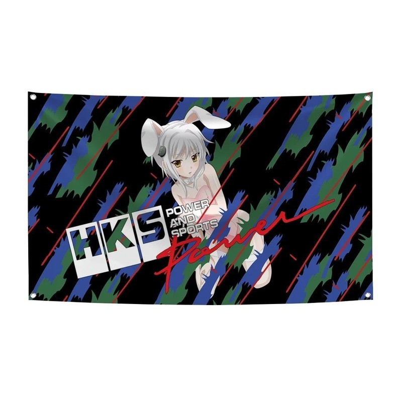 HKS Car Automotive Parts Racing Flag Banner Garage Wall Art Hanging Décor 3x5Ft