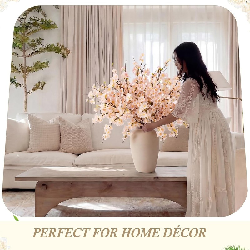 18 Pcs Artificial Cherry Blossom, 41" Faux Cherry Branches Spring Decor Indoor gallery