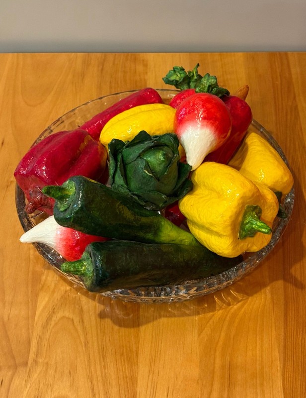 Vintage Glazed Paper Mache/Papier Mâché Hand Made Vegetables Decor Set of 12 gallery