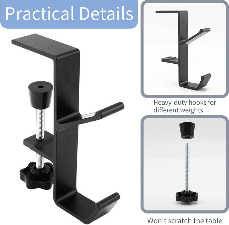 Desk Mount Bag Holder Hook Clamp-On Backpack Hanger Portable Black gallery