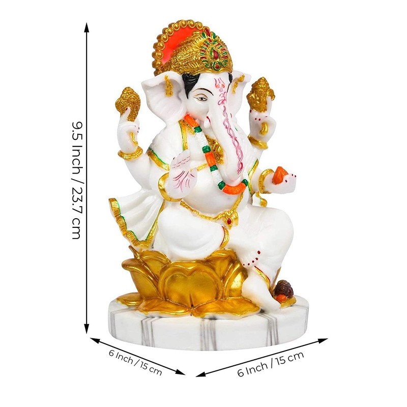 Marble Dust Lord Ganesha Ganpati Bappa Vinayak Idol Figurine Statue 9.5 Inches gallery