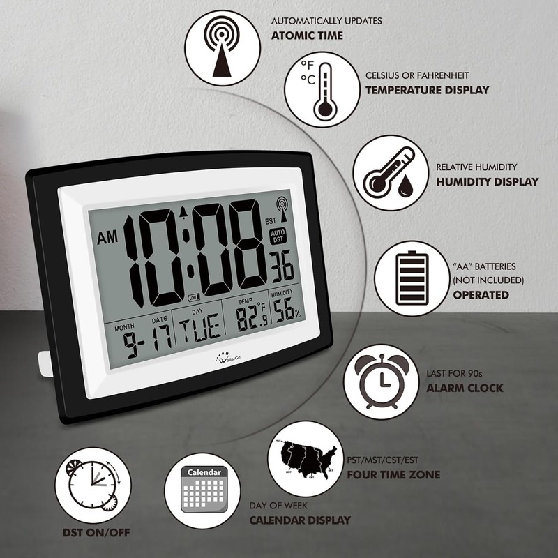 Large Digital Wall Clock with LED Display - Battery Operated gallery