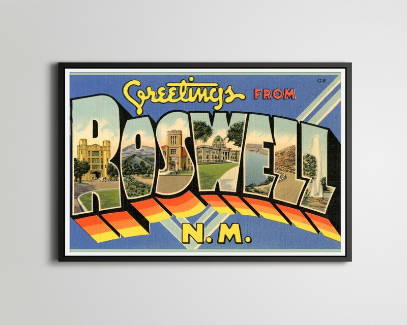 ROSWELL New Mexico Large Letter POSTER! (up to 24″ x 36″) – Postcard – UFO – Art