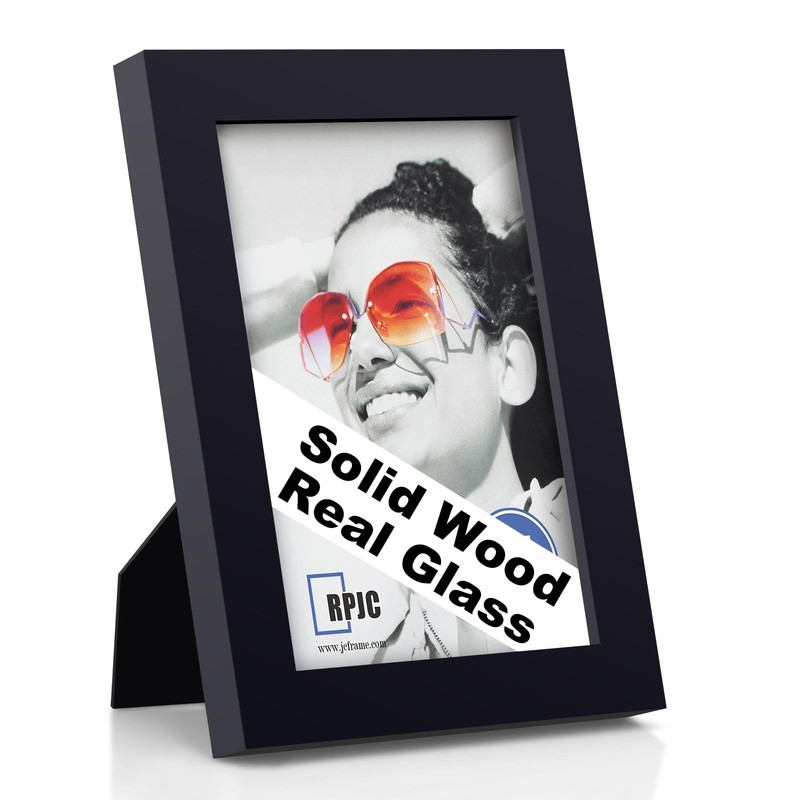 RPJC 5×7 Picture Frames Made of Solid Wood High Definition Glass 5×7, Black