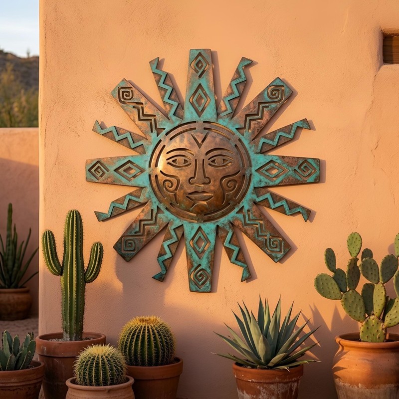 Sun Wall Art, Rustic Celestial Garden Decor, Outdoor Patio Hanging