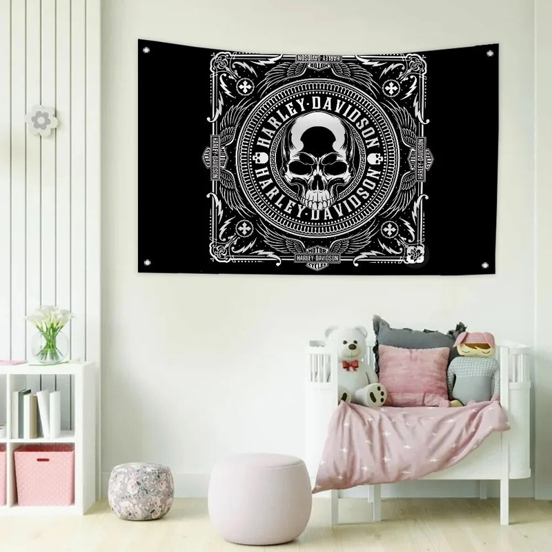 Harley Davidsons Motorcycles Fans Flag Banner Hanging Wall Art Decor Garage 3x5F gallery
