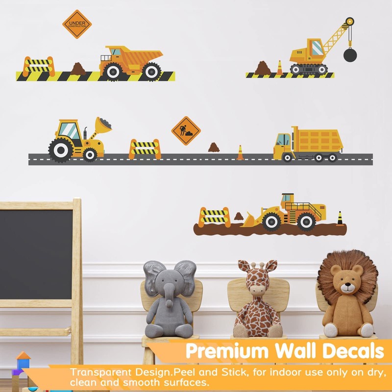 City Construction Vehicles Wall Decals Peel and Stick, Engineering Vehicles T... gallery