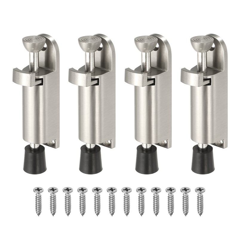 4Pcs Kickdown Door Stop Fit for Distance from the Ground 0-25mm, Silver