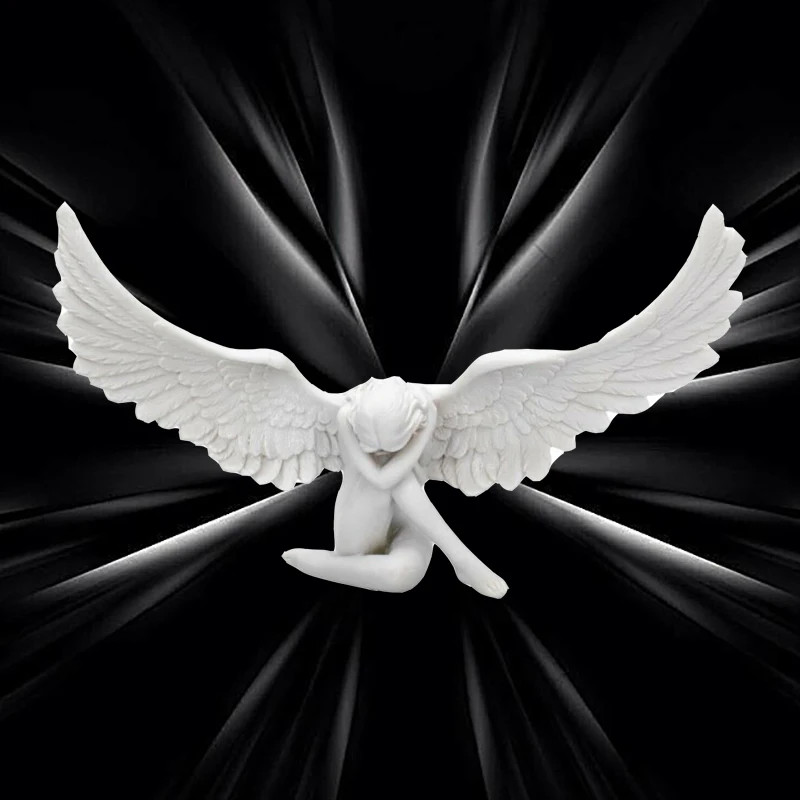 3D Angel Wing Figurine Resin Sculpture Modern Home Decor Statue Ornament Gift gallery