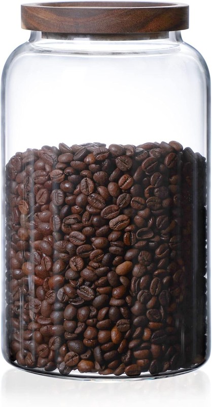 2500ML 83FL Oz Glass Stora Container with Wood Lid Lar