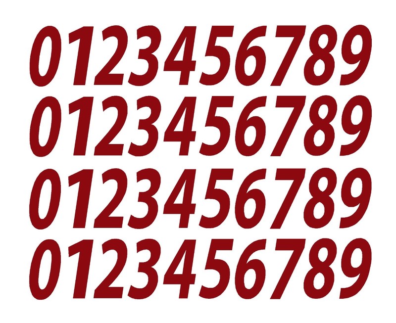 0-9 Numbers Burgundy Sticker Vinyl Decals PICK SIZE!! 1/2″ – 12″ Set Of 40 V546)