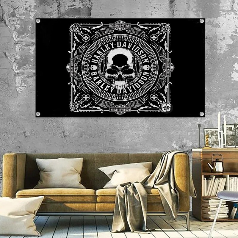 Harley Davidsons Motorcycles Fans Flag Banner Hanging Wall Art Decor Garage 3x5F gallery