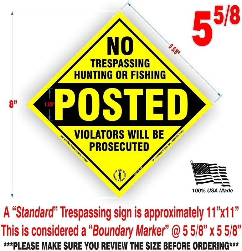 10 Count No Trespassing Signs - Rust-Free Aluminum, Yellow, 5.5"x5.5" gallery