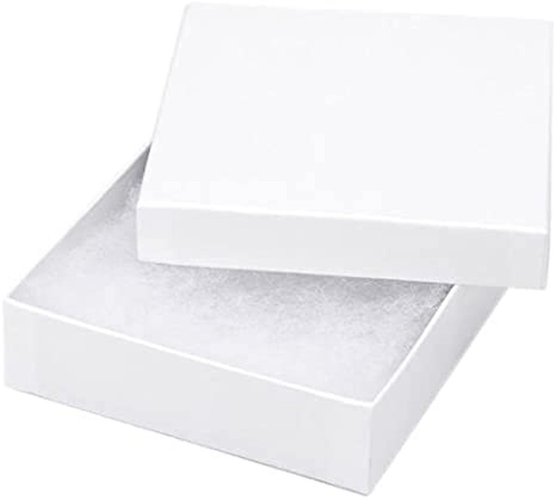 RJ Displays 6 Pack Cotton Filled White Color Cardboard Jewelry Boxes for Neck...