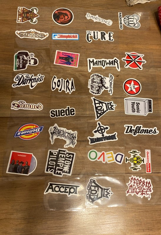 ROCK BAND DECALS STICKERS LAPTOP, GUITAR, SKATEBOARD ETC…FREE SHIPPING